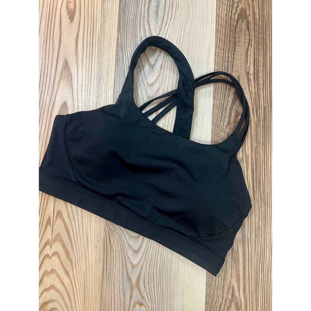 Athleta Small Womens Black Strappy Back Activewear Sports Bra Yoga Gym Workout